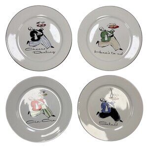 Rosanna Cheers Darling Here’s To Us Dessert Salad Plate Set of 4 Cin Cin